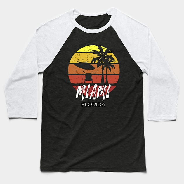 Miami Florida Sunset Baseball T-Shirt by Design_Lawrence